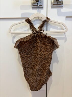 Crewcuts Brown Leopard Print Kids One-Piece Swimsuit